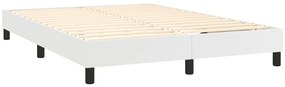 vidaXL Κρεβάτι Boxspring με Στρώμα Λευκό 140x190εκ.από Συνθετικό Δέρμα