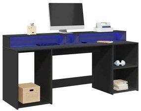 Γραφείο με LED Μαύρο 200x55x91 εκ. από Επεξεργασμένο Ξύλο