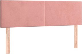 vidaXL Κρεβάτι Boxspring με Στρώμα Ροζ 140x190 εκ. Βελούδινο