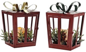 Χριστουγεννιάτικο Φανάρι Με Κερί 28cm Σε 2 Σχέδια