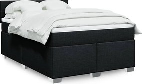 vidaXL Κρεβάτι Boxspring με Στρώμα Μαύρο 140x200 εκ. Υφασμάτινο