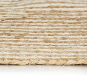 vidaXL Χαλί Χειροποίητο με Λευκό Σπιράλ Σχέδιο 90 εκ. από Γιούτα