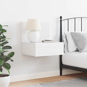 vidaXL Κομοδίνο με συρτάρι Λευκό 42 x 32.5 x 40 εκ Μασίφ ξύλο πεύκου
