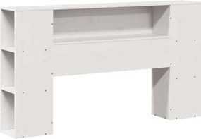 vidaXL Κρεβάτι Βιβλιοθήκη Χωρίς Στρώμα Λευκό 135x190 εκ Μασίφ Πεύκο