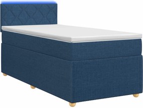 vidaXL Κρεβάτι box spring με στρώμα Μπλε 80 x 200 cm Ύφασμα