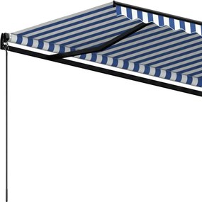 vidaXL Τέντα Συρόμενη Χειροκίνητη Μπλε / Λευκό 500x350 εκ.
