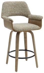 BAR STOOL MED.HEIGHT CLIPP  WHITEWASH PLYWOOD-BEIGE FABRIC 57,5x53x98Hcm.