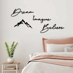 Decorative Metal Wall Accessory Dream Imagine Belive Black