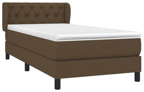 Κρεβάτι Boxspring με Στρώμα Σκούρο Καφέ 80x200 εκ. Υφασμάτινο - Καφέ