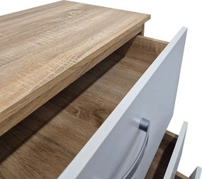 Συρταριέρα Athos pakoworld σε sonoma-λευκή απόχρωση 80x40x79εκ