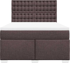 vidaXL Κρεβάτι Boxspring με Στρώμα Σκούρο Καφέ 140x190 εκ. Υφασμάτινο