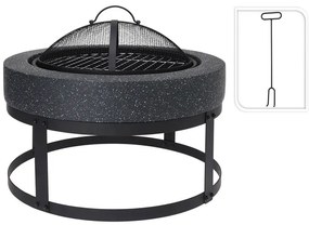 Εστία φωτιάς εξωτερικού χώρου με σχάρα ΒΒQ, 50.5x37cm, Μαύρο