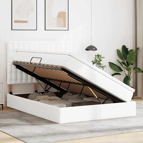 vidaXL Κρεβάτι Αποθήκης Καθαρό Λευκό 140 x 190 cm Τεχνητό Δέρμα