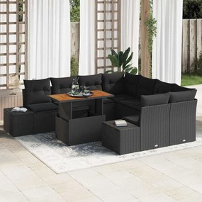 vidaXL Σέτ φαγητού για κήπο 9 pcs Μαύρο, Καφέ 100 x 55 x 73 εκ