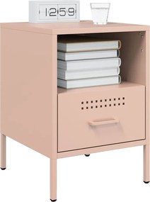 vidaXL Κομοδίνα 2 τεμ. Ροζ 36x39x50,5 εκ. από Χάλυβα