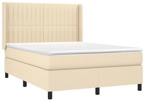 Κρεβάτι Boxspring με Στρώμα Κρεμ 140x200 εκ. Υφασμάτινο - Κρεμ