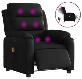 vidaXL Πολυθρόνα Μασάζ Ανακλινόμενη Ηλεκτρική Μαύρη Συνθετικό Δέρμα