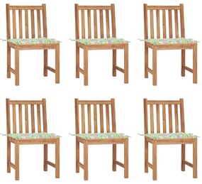 Καρέκλες Κήπου 6 τεμ. από Μασίφ Ξύλο Teak με Μαξιλάρια - Καφέ
