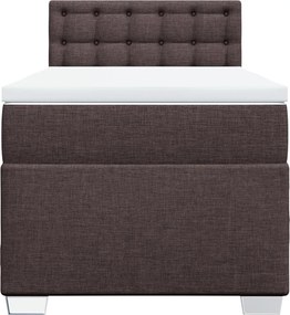 vidaXL Κρεβάτι Boxspring με Στρώμα Σκούρο Καφέ 100x200 εκ. Υφασμάτινο