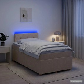vidaXL Κρεβάτι box spring με στρώμα Κρεμ 120 x 200 cm Ύφασμα