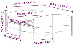 ΠΛΑΙΣΙΟ ΚΡΕΒΑΤΙΟΥ ΜΕ ΚΕΦΑΛΑΡΙ ΛΕΥΚΟ 120X200 ΕΚ. ΑΠΟ ΜΑΣΙΦ ΠΕΥΚΟ 3216177