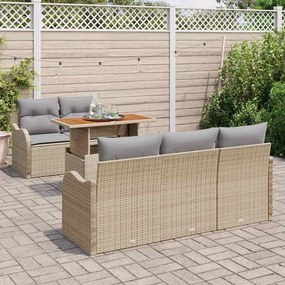 vidaXL Σετ Καναπέ Κήπου με αποθήκευση 6 pcs Μπεζ Πολυ ράταν