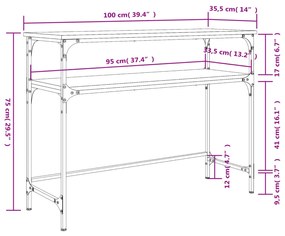 Τραπέζι Κονσόλα Μαύρο 100 x 35,5 x 75 εκ. από Επεξεργ. Ξύλο - Μαύρο