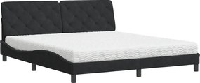 vidaXL Κρεβάτι με Στρώμα Μαύρο 180x200 εκ. Βελούδινο