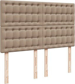 vidaXL Κρεβάτι Boxspring με Στρώμα Καπουτσίνο 140x190εκ.από Συνθ.Δέρμα