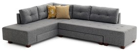 Πολυμορφικός καναπές-κρεβάτι δεξιά γωνία PWF-0156 με ύφασμα ανθρακί 206x282x85εκ - 071-000329