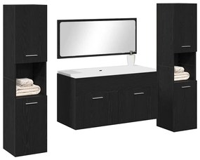 vidaXL Σετ Επίπλων Μπάνιου με πόρτα 4 pcs Μαύρη Οξυά 41 x 38.5 x 46 cm