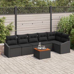 vidaXL Σετ Καναπέ Κήπου 7 pcs Μαύρο 55 x 55 x 37 εκ Ρατάν, Ξύλο
