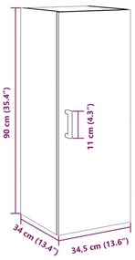 Ντουλάπι Τοίχου Όψη Παλαιού Ξύλου 34,5x34x90εκ. Επεξ. Ξύλο - Καφέ