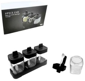 Βάζα Μπαχαρικών 3τεμ με Βάση και Κουταλάκια – Spice Jar Set 3pcs with Base &amp; Spoons