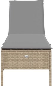 vidaXL Ξαπλώστρα Μπεζ από Συνθετικό Ρατάν με Μαξιλάρια