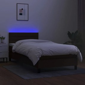 vidaXL Κρεβάτι Boxspring με Στρώμα &amp; LED Μαύρο 100x200 εκ. Υφασμάτινο