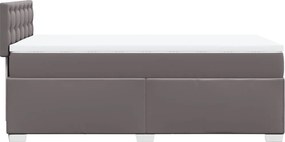 vidaXL Κρεβάτι Boxspring με Στρώμα Γκρι 90x190 εκ. από Συνθετικό Δέρμα