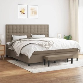 Κρεβάτι Boxspring με Στρώμα Taupe 200x200 εκ. Υφασμάτινο - Μπεζ-Γκρι