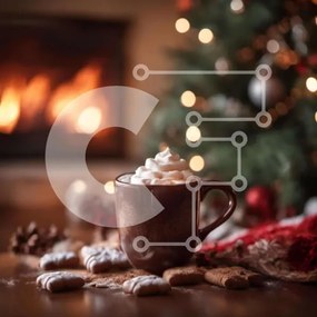 Intra Συλλεκτικό Ξύλινο Παζλ Plywood 4mm - Γιορτή καφέ εορταστικής περιόδου Σε Ξύλινο Κουτί - Διαστάσεις Puzzle: 10x10 cm – 25 κομμάτια