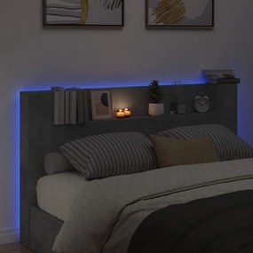 vidaXL Κεφαλάρι Ντουλάπι με LED Σκυρόδεμα 180 x 16,5 x 103,5 cm