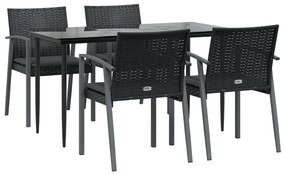 vidaXL Σετ Τραπεζαρίας Κήπου 5 τεμ. Συνθ. Ρατάν / Ατσάλι με Μαξιλάρια