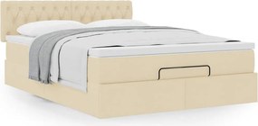 vidaXL Οθωμανικό κρεβάτι με στρώμα Cream 140x190cm ύφασμα