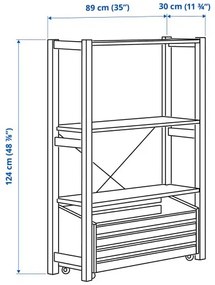 IVAR ραφιέρα με κουτί αποθήκευσης, 89x30x124 cm 094.045.82