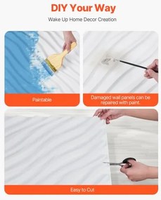 VEVOR 3D Wall Panels 12-Pack 19.7x19.7&#039;&#039; PVC 32 Sq.Ft Coverage Wave Matte White