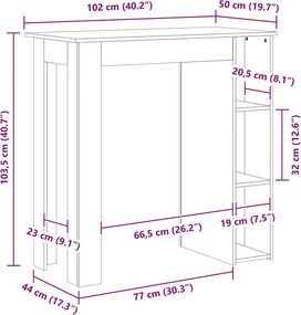 vidaXL Τραπέζι Κονσόλα με Ράφι Καφέ Δρυς 102x50x103,5εκ. Επεξεργ. Ξύλο