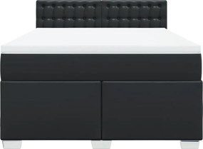 vidaXL Κρεβάτι Boxspring με Στρώμα Μαύρο 160x200εκ.από Συνθετικό Δέρμα