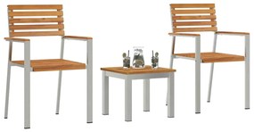 vidaXL Σετ τραπεζαρίας κήπου 3 τμχ  από μασίφ ξύλο teak και ανοξείδωτο ατσάλι