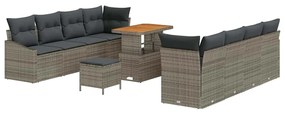 vidaXL Σετ Καναπέ Κήπου με μαξιλάρι 11 pcs Γκρι 90 x 55 x 71 cm