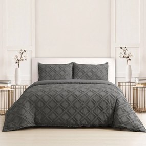 Παπλωματοθήκη Luna (Σετ 3τμχ) Grey Melinen Queen Size 225x240cm Πολυέστερ