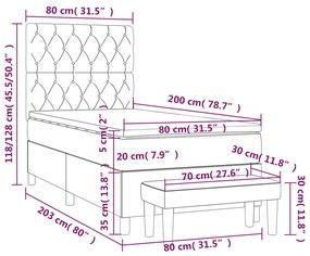 ΚΡΕΒΑΤΙ BOXSPRING ΜΕ ΣΤΡΩΜΑ ΚΡΕΜ 80 X 200 ΕΚ. ΥΦΑΣΜΑΤΙΝΟ 3137354